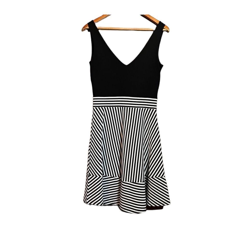 Felicity & coco black & striped dress